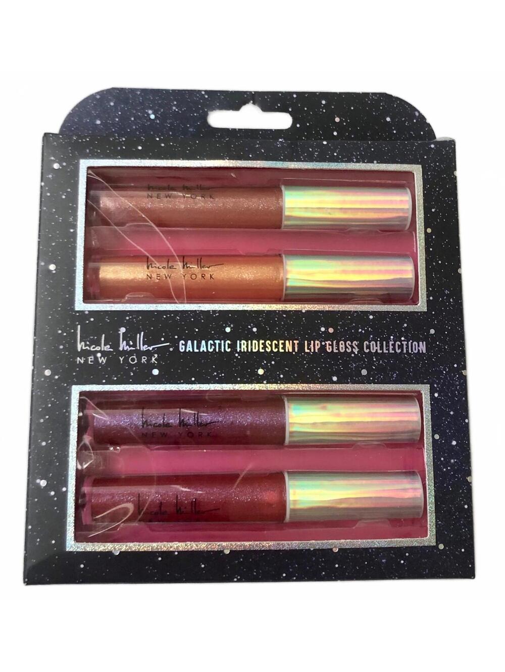 New NICOLE MILLER Galactic Iridescent Lip Gloss Collection Set of 4 (Boxed)